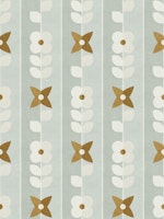 Mod Meadow on Pinstripes - duck egg blue papiers peint