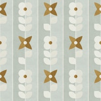 Mod Meadow on Pinstripes - duck egg blue papiers peint