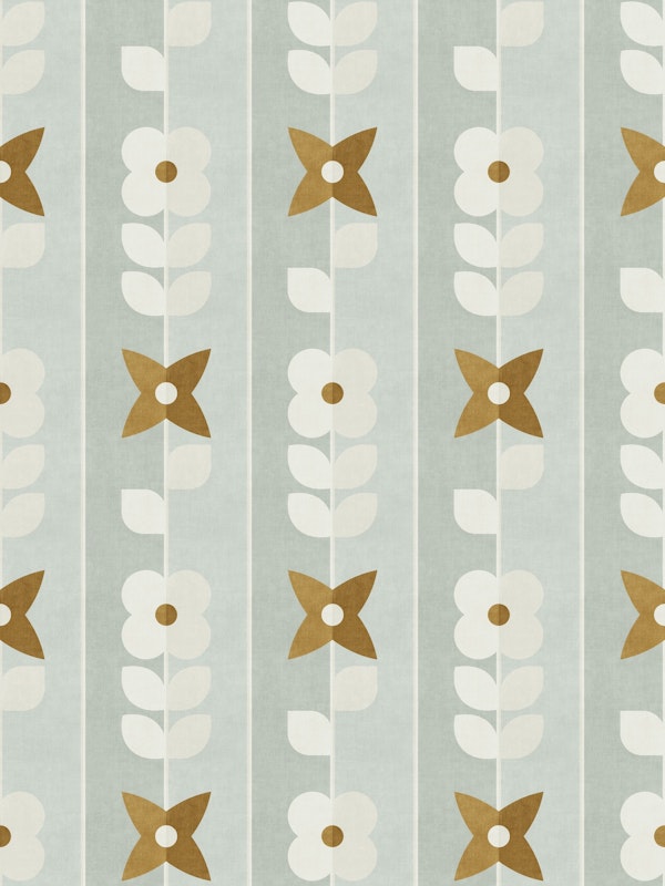 Mod Meadow on Pinstripes - duck egg blue