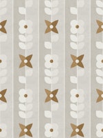 Mod Meadow on Pinstripes - neutral tan papiers peint