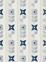 Mod Meadow on Pinstripes - navy blue tapeta