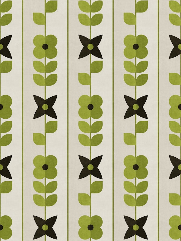 Mod Meadow on Pinstripes - retro green