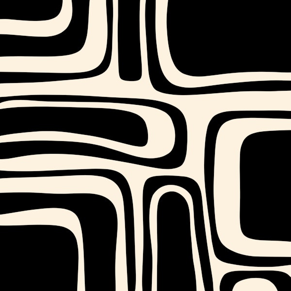 Midcentury Mod Palm Springs Abstract Black