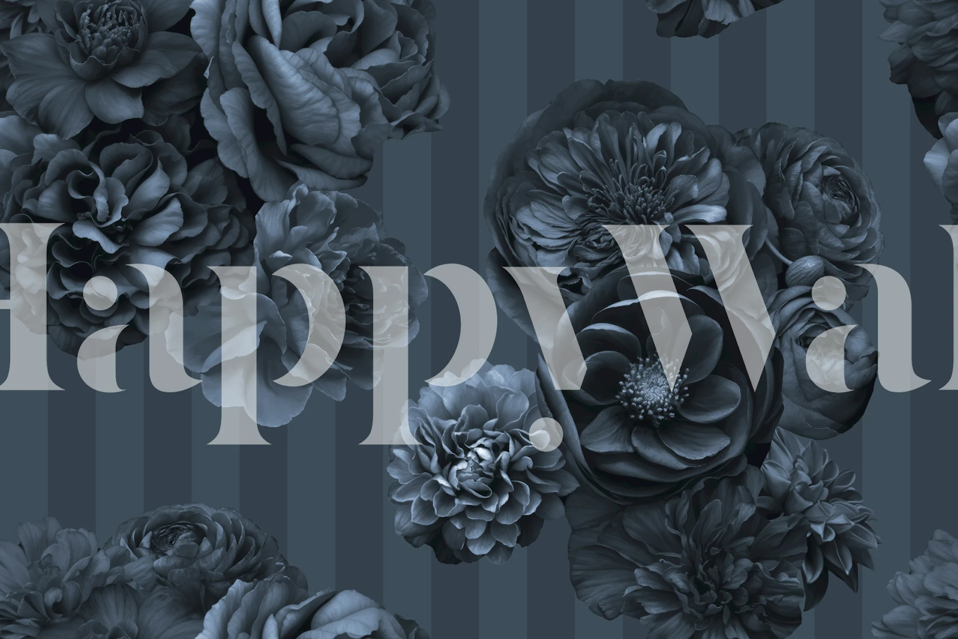 Blue Grey Regency Floral Affair wallpaper in a room