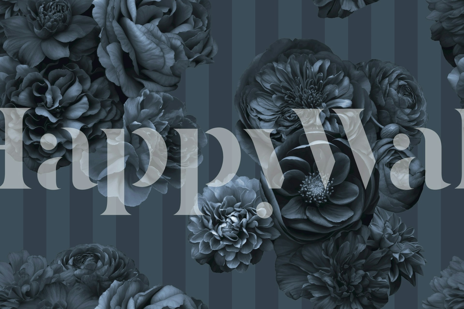 Blue Grey Regency Floral Affair wallpaper in a room