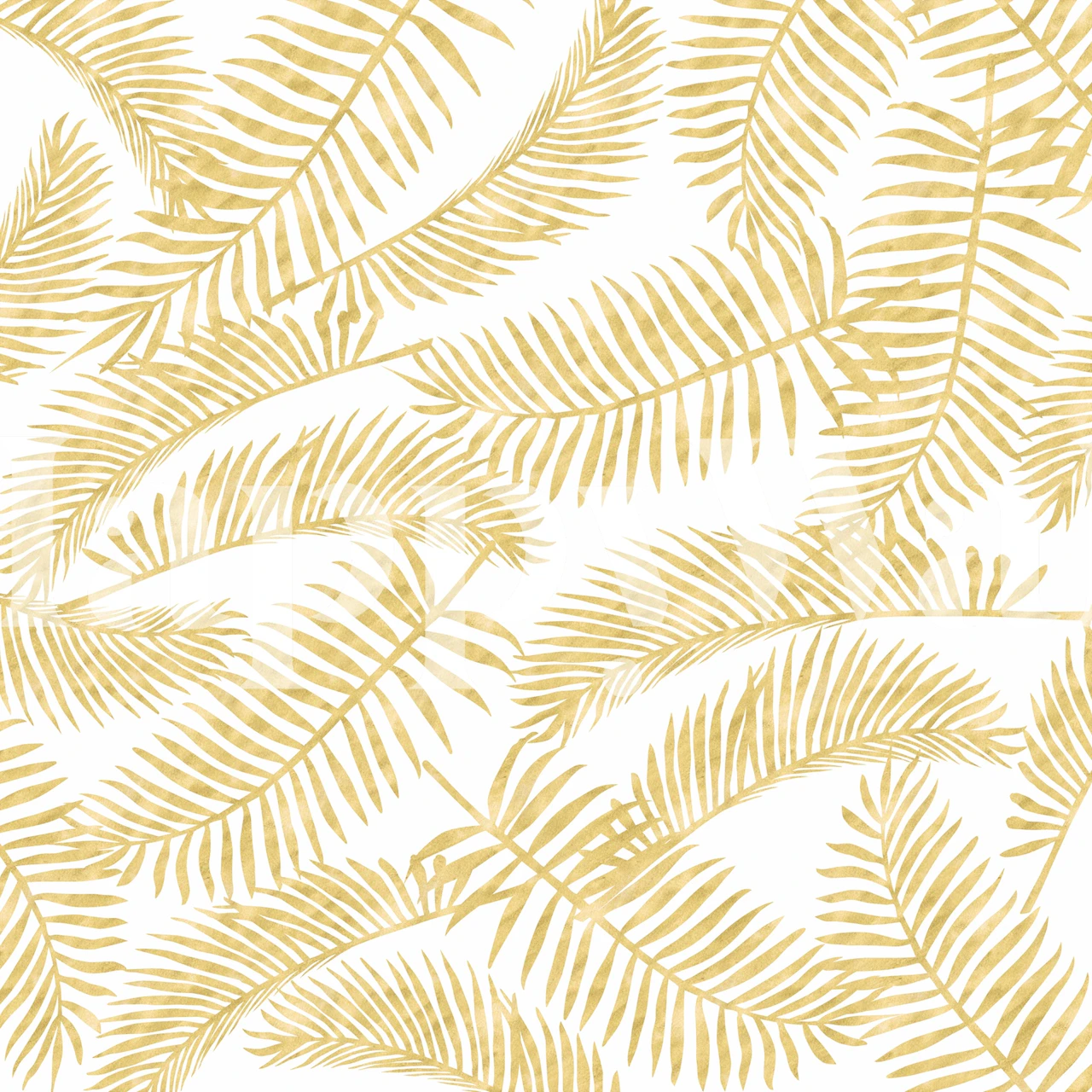 Carta da parati Palm Leaf Pattern Golden in una stanza
