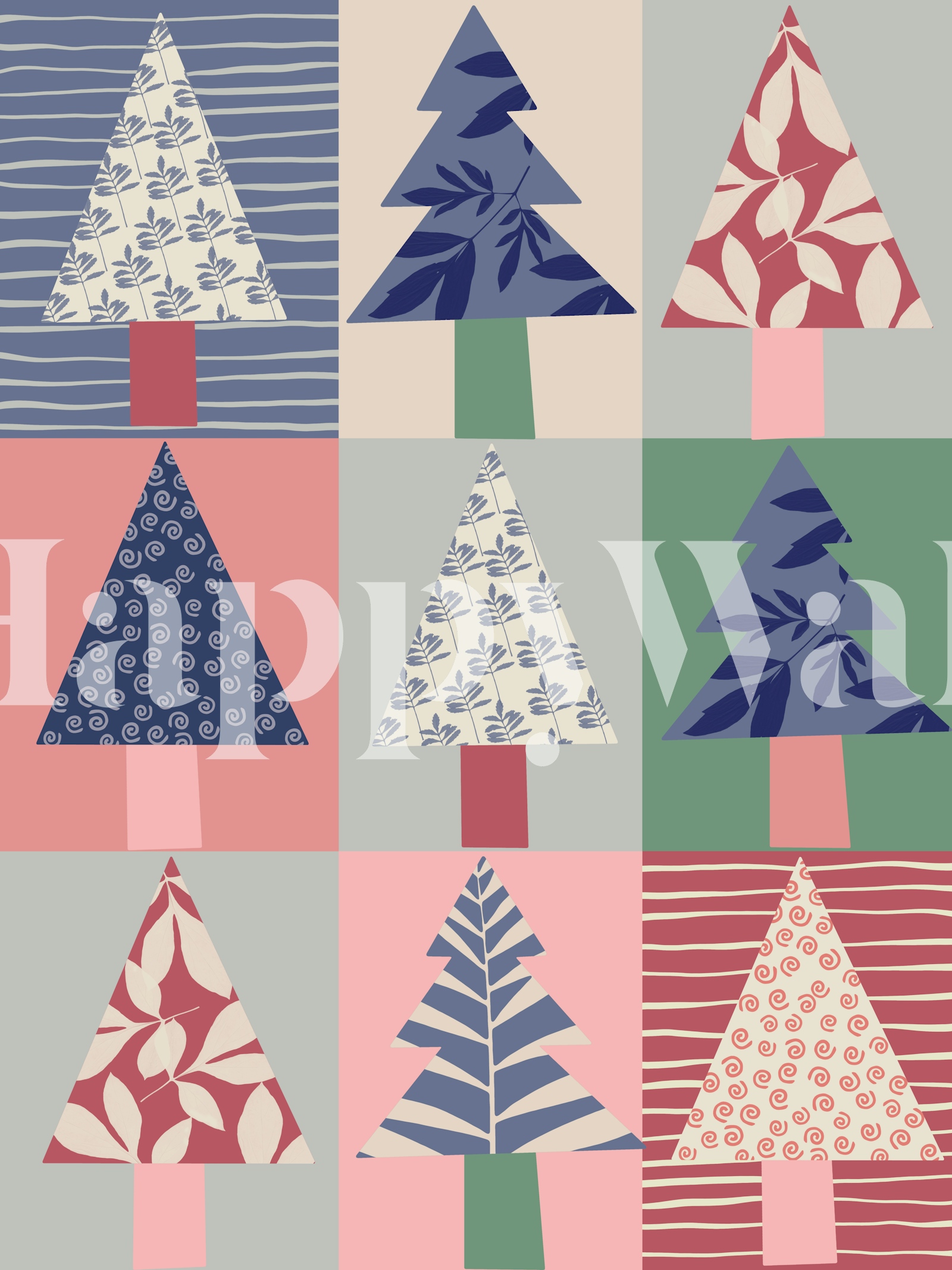 Tree Patchwork Square Colorful Tree Patchwork Wallpaper