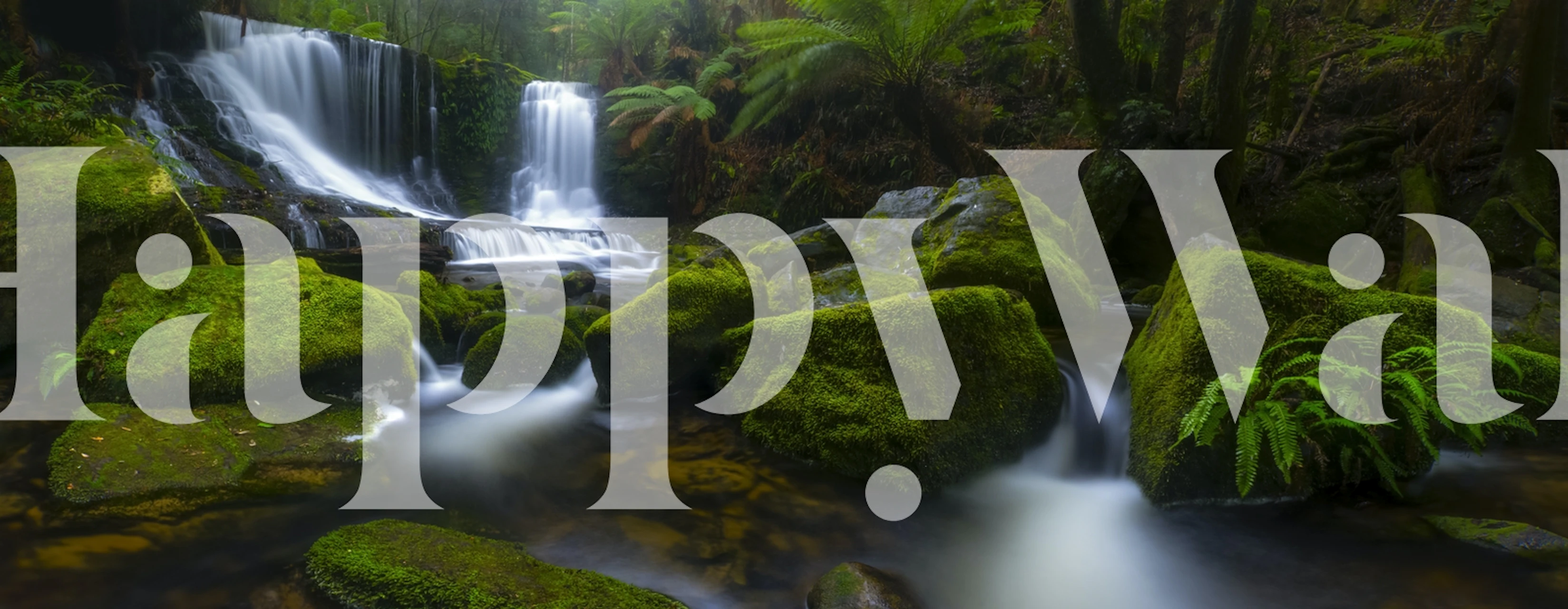 Horseshoe-shaped waterfall with lush greenery wall mural