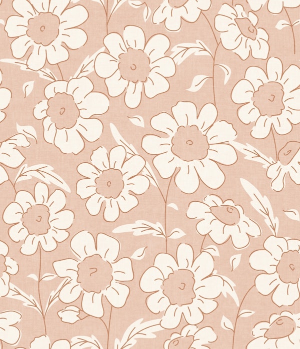 Vintage Daisy Meadow in Soft Blush Pink