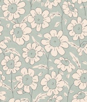 Vintage Daisy Meadow in Soft Dusty Sage Green papiers peint