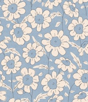 Vintage Floral Daisy Meadow Calming Baby Blue papiers peint