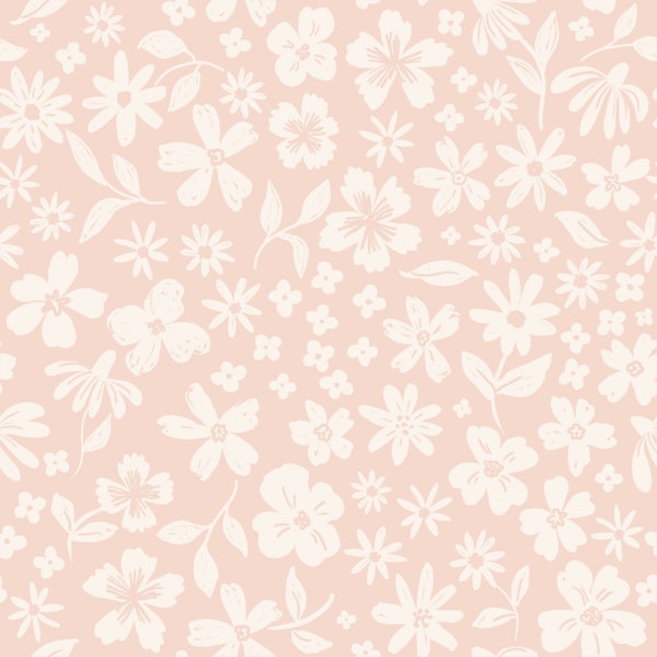 Organic Hand Drawn Wildflower Blush Pink