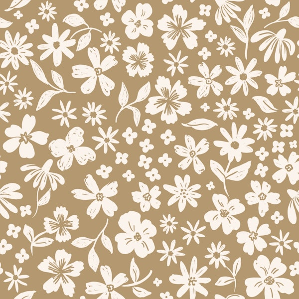 Organic Hand Drawn Wildflower Warm Beige