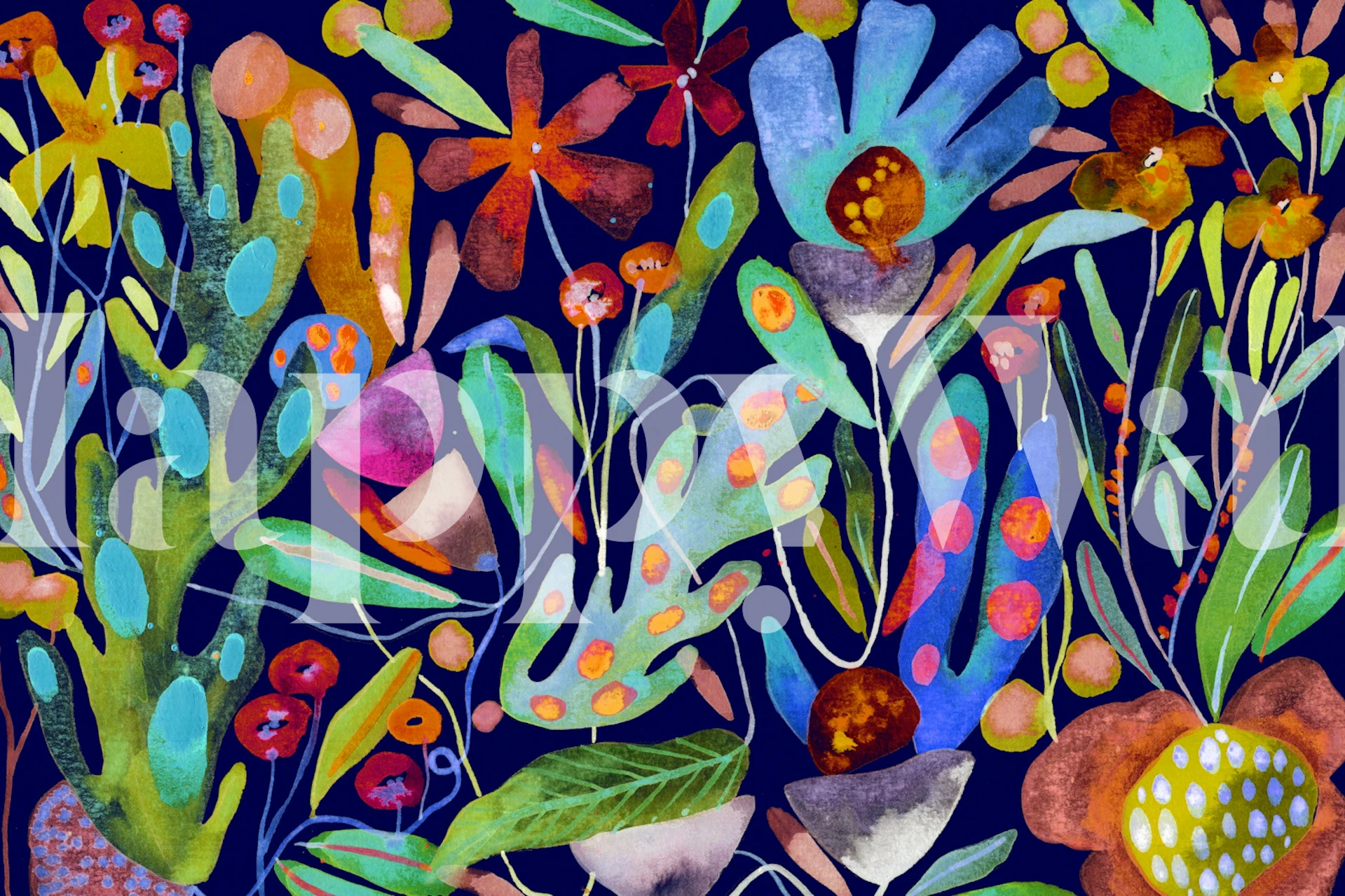 Design de papier peint Magical Folk Flowers dans une pièce