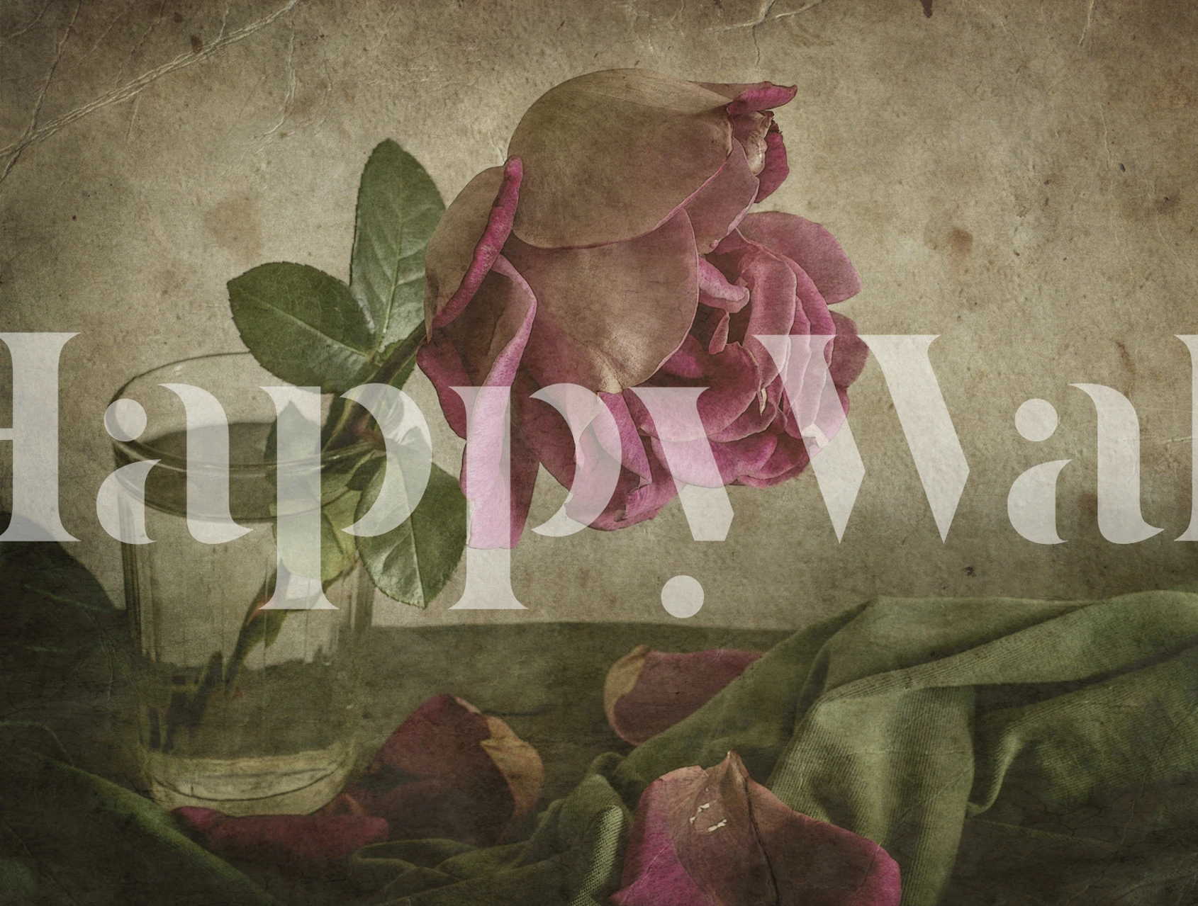 Tear of Rose wallpaper in a room setting