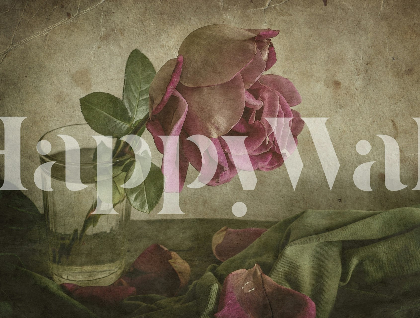 Tear of Rose wallpaper in a room setting