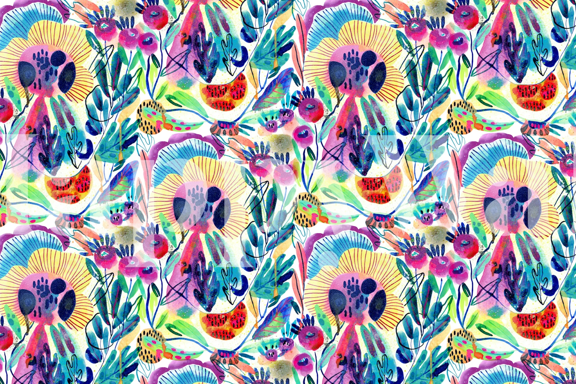 Magical Florals papier peint dans un cadre de pièce