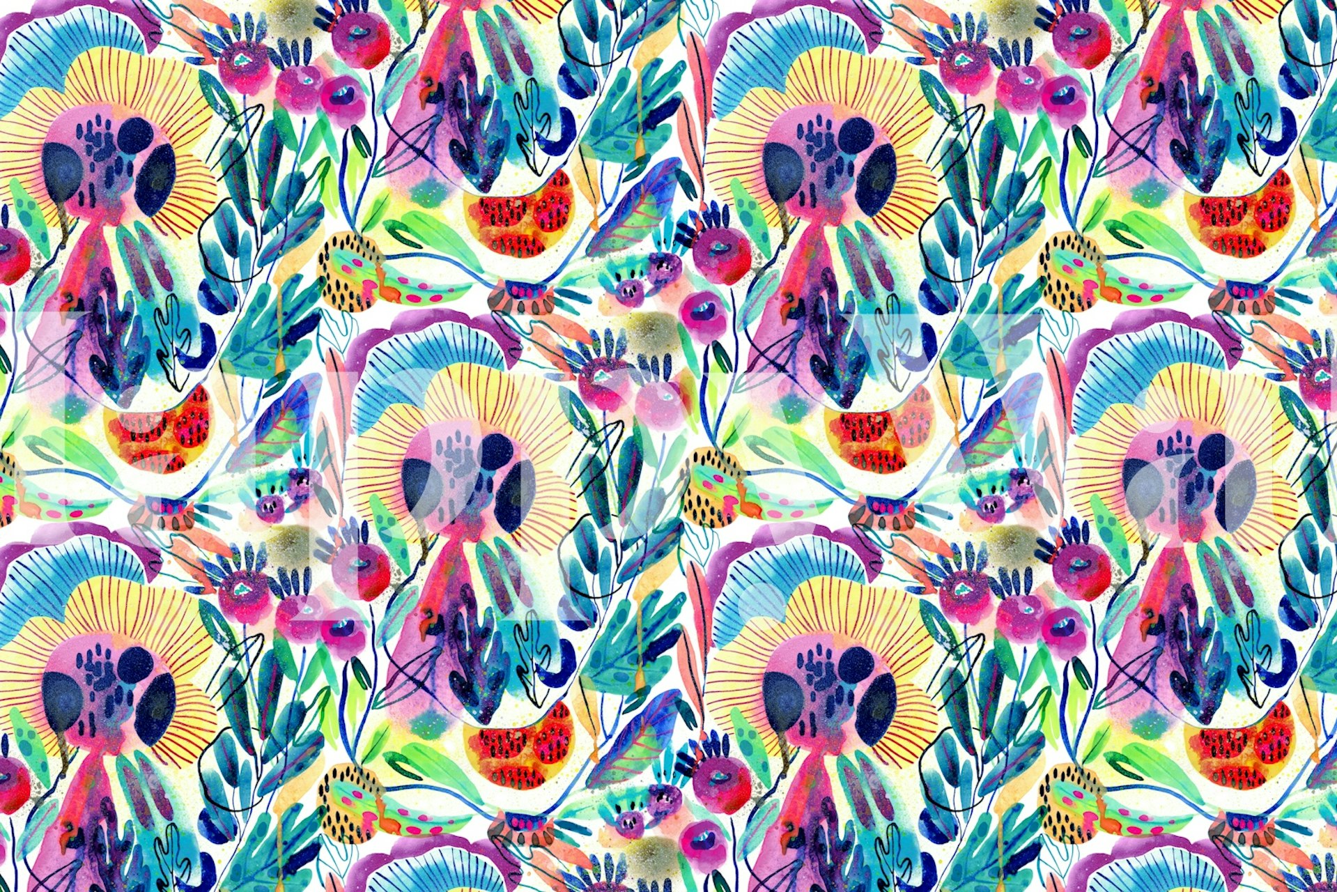 Magical Florals tapetti huoneasetelmassa