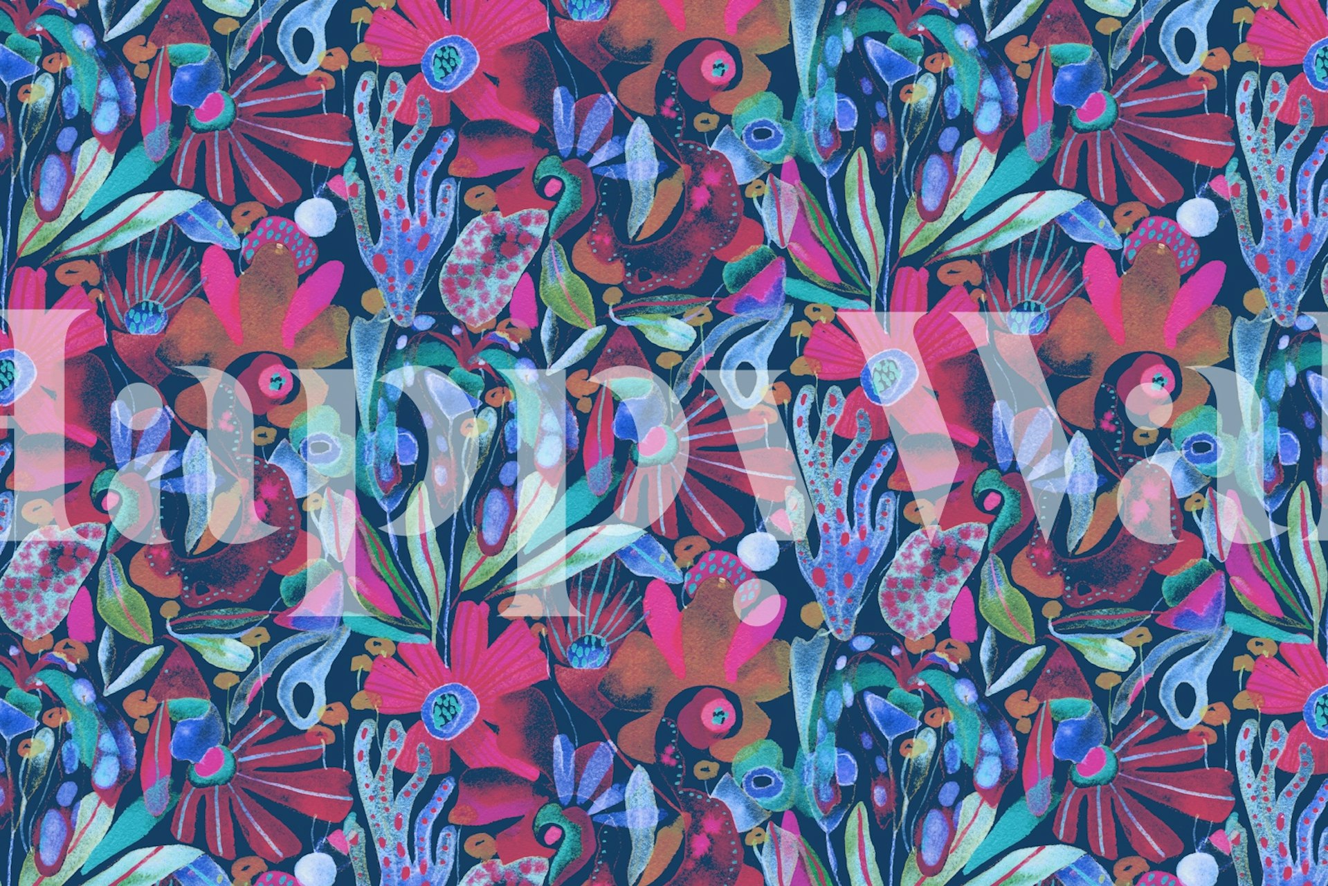 Projekt tapety Winter Florals w pokoju