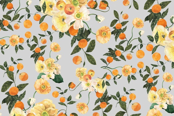 Lucid Blooms with Oranges on Gray