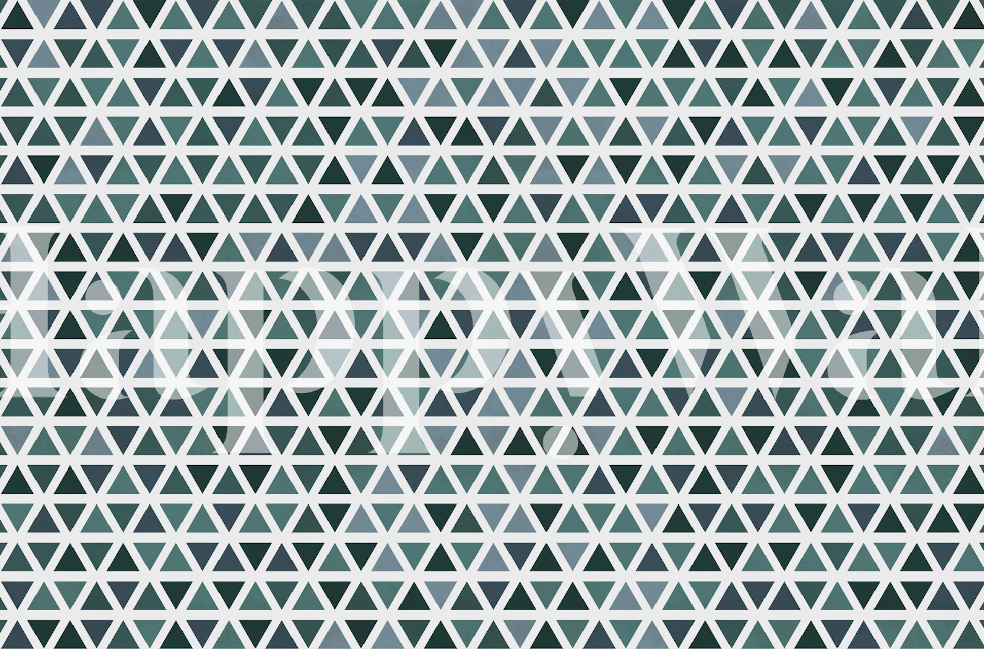 Triangles of Teal wallpaper in a room