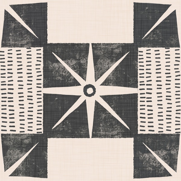 Retro Starburst Block - Minimal Mid Mod Black