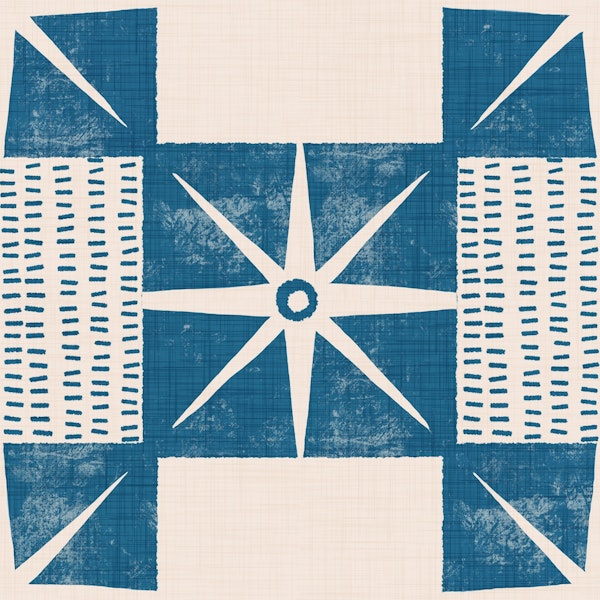 Retro Starburst Block - Minimal Mid Mod Azur