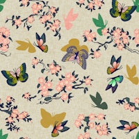 Beige Floral Chinoiserie tapete
