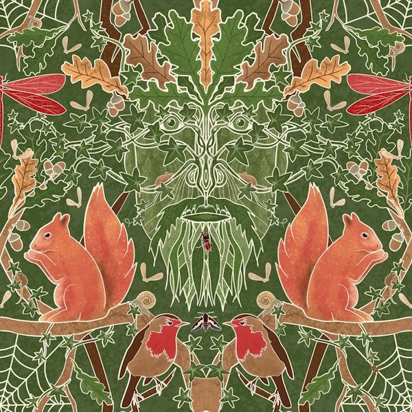 Mystical Green Man Forest Scene