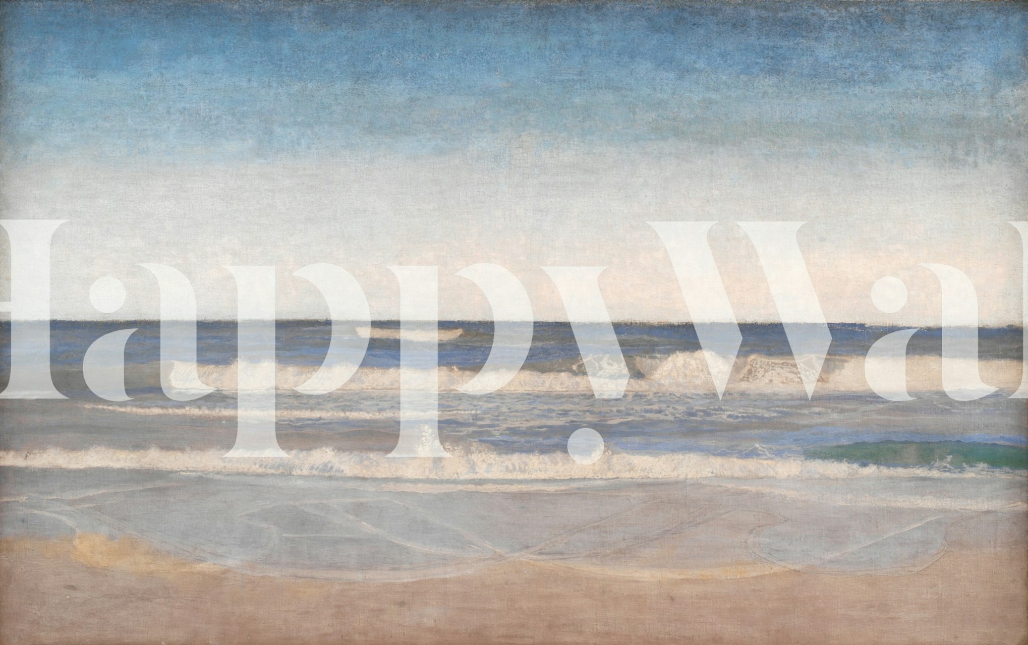 Ocean waves wallpaper in a room