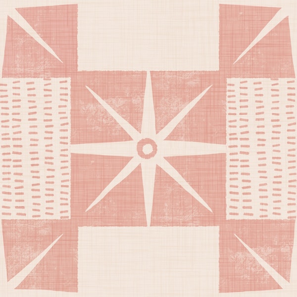 Retro Starburst Block - Minimal Mid Mod Pink