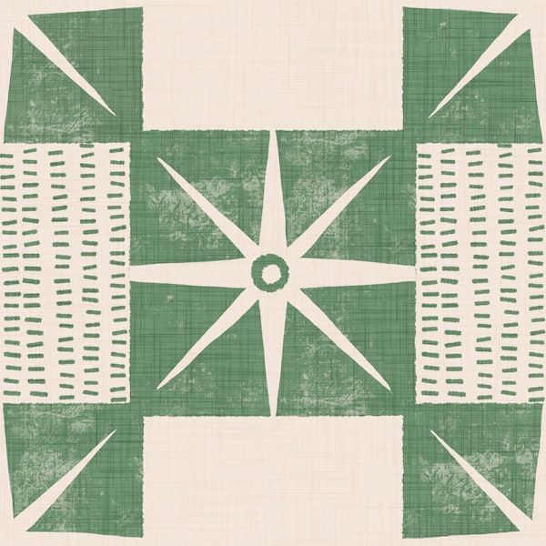 Retro Starburst Block - Minimal Mid Mod Sage