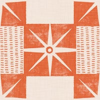Retro Starburst Block - Minimal Mid Orange papiers peint
