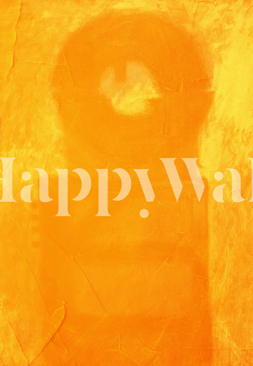 Vibrant yellow cyclic wallpaper in a room