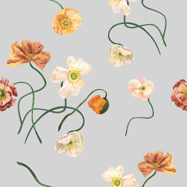 Golden and Blush Poppy Pattern