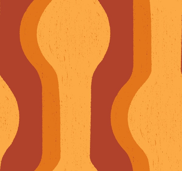 Groovy Retro Stripes Shapes Orange Red
