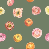 Scattered Ranunculus Pattern wallpaper