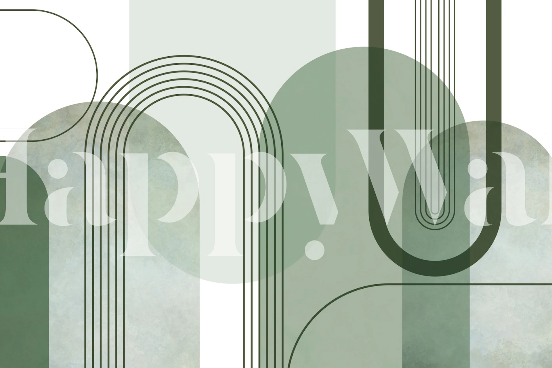 Abstract sage green shapes and lines wallpaper