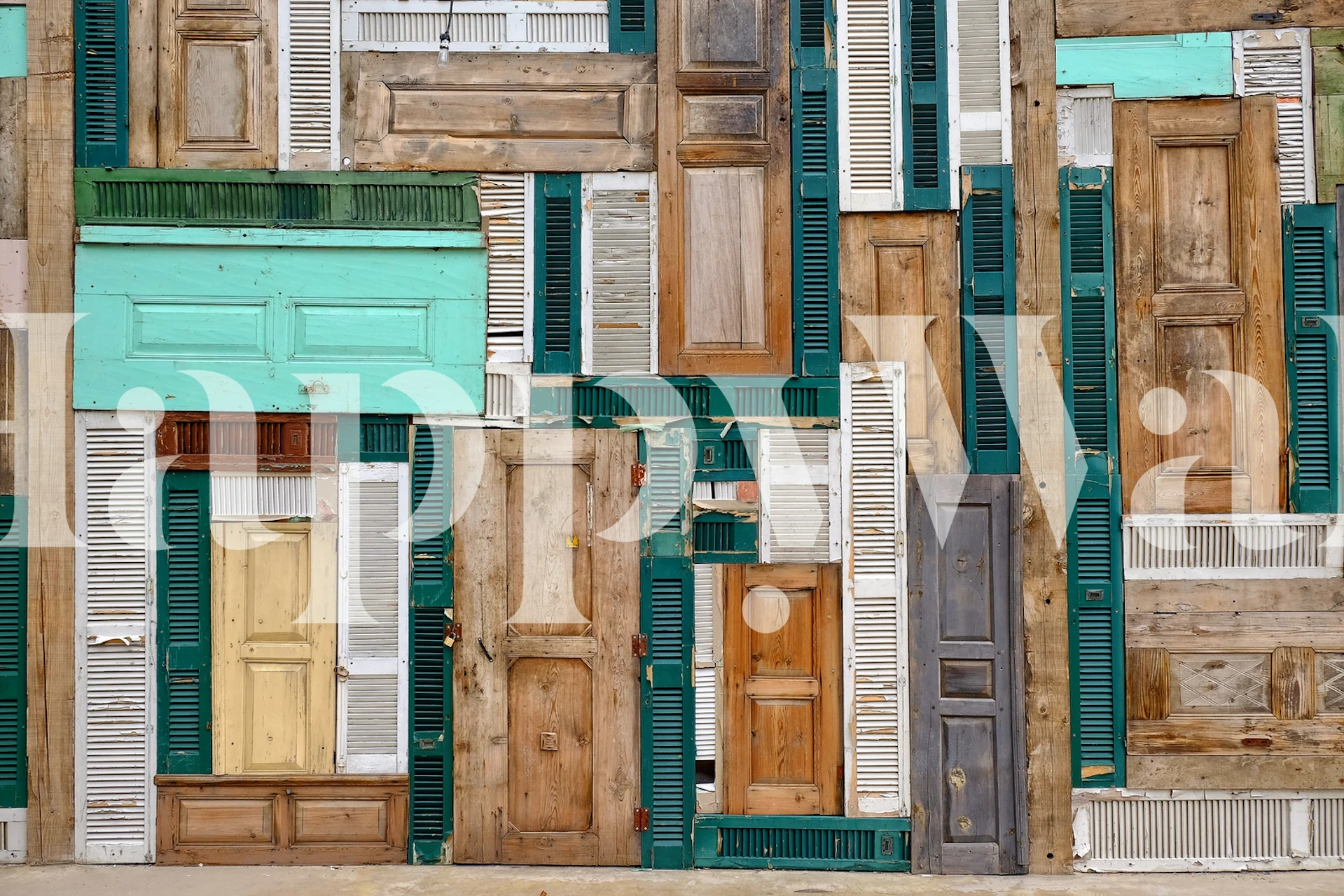 Colorful wooden doors and shutters wallpaper