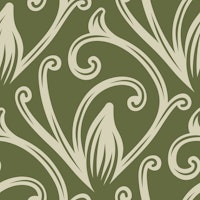 Baroque acanthus leaves, filigree, green ταπετσαρία