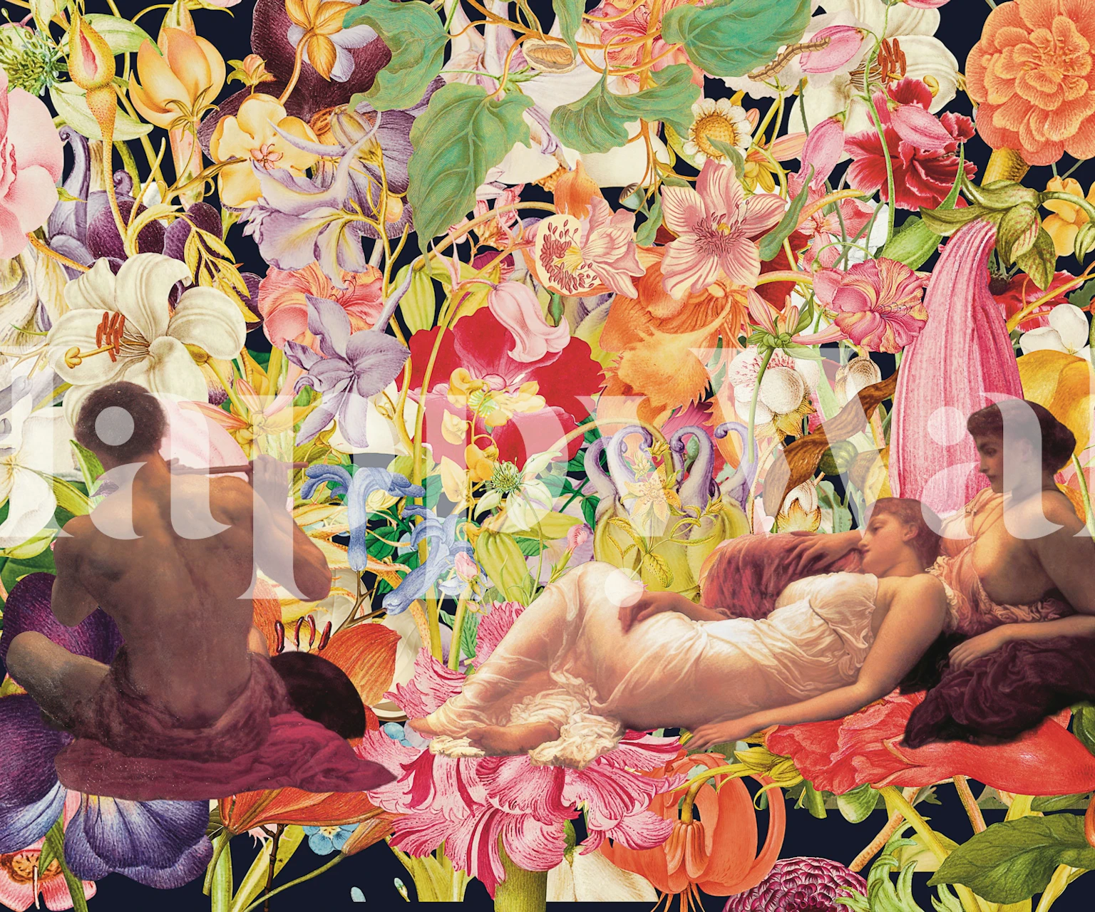 The Entertainer papel de parede floral em um cômodo