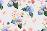 Delicate Flowers on Light Gray wallpaper