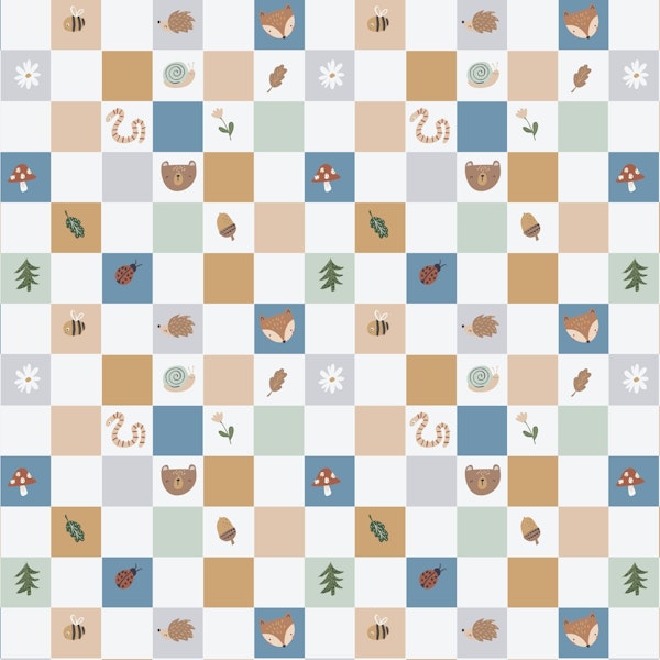 Cute checks forest and woodland creatures