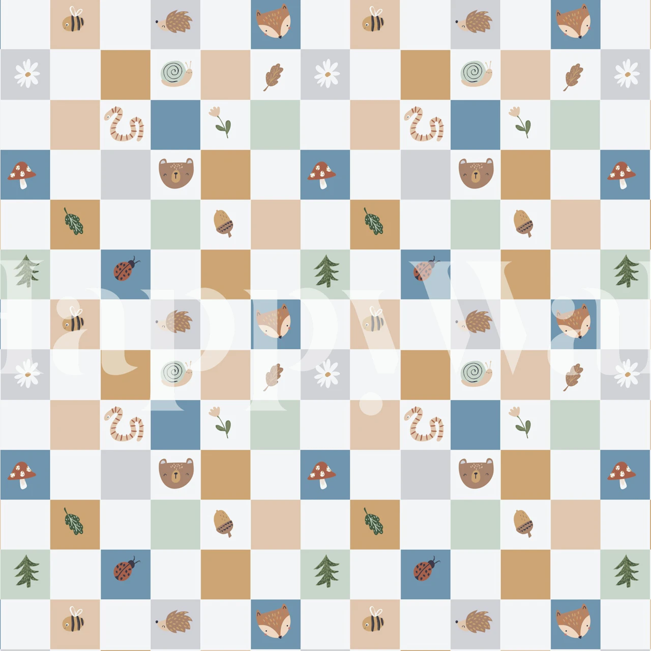 Cute checks wallpaper s woodland creatures