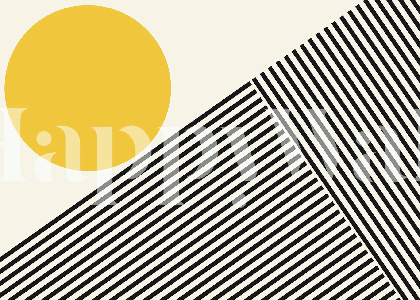 Sunrise Geometric Art wallpaper in a room