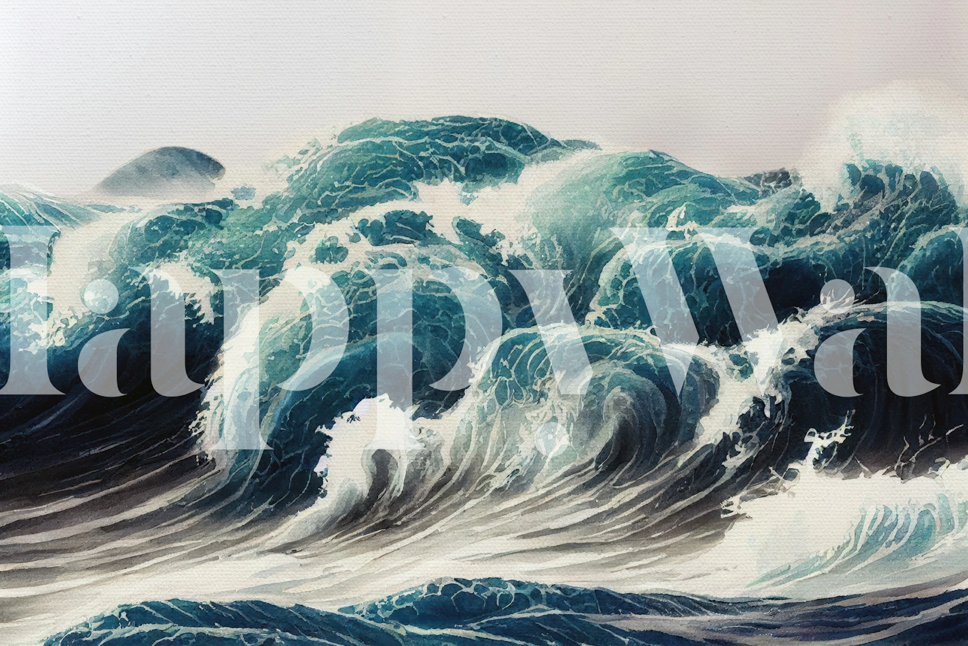 Azure Teal Tapete mit Lotuswellen