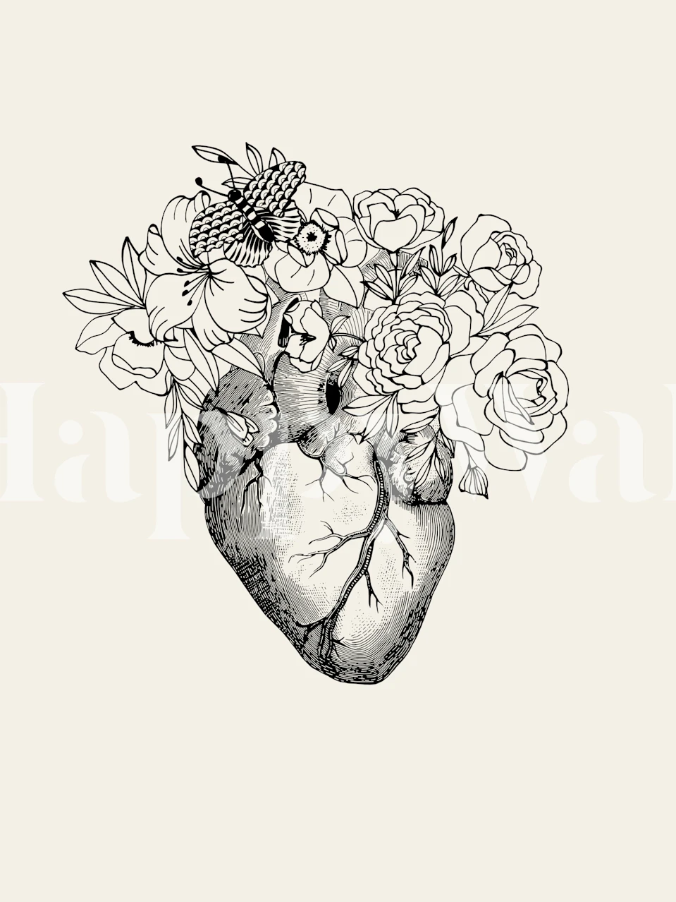 Floral Heart Artwork tapet i et rum