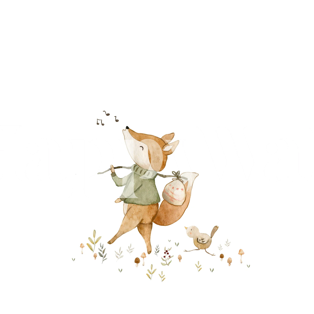 Wandering fox wallpaper design in a room