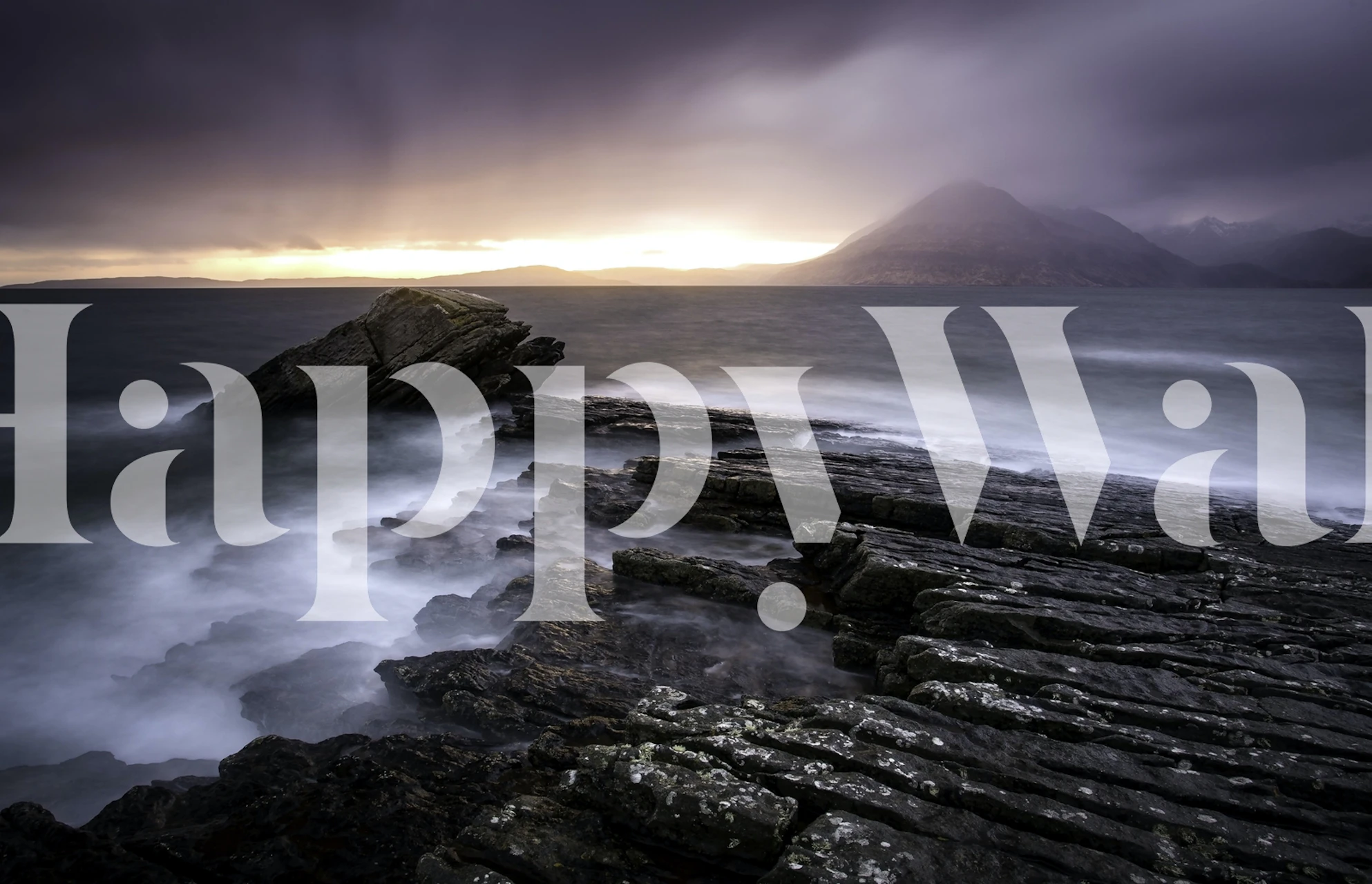 Sunset at Elgol Beach wallpaper in a room