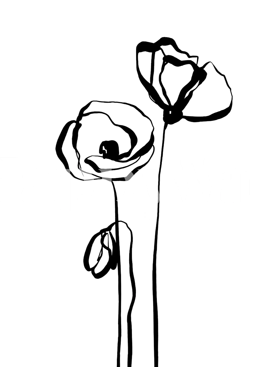 Minimalist poppies wallpaper in a room